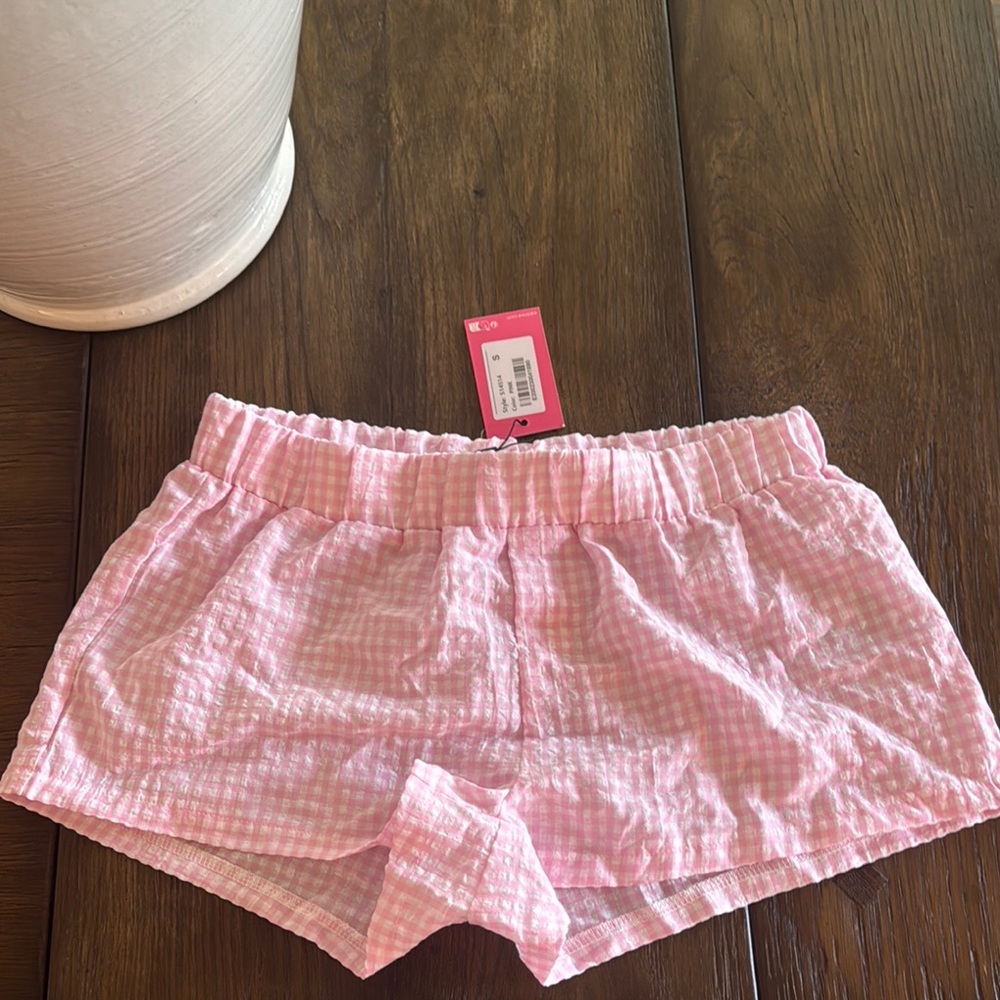 Edikted Pink High Waist Gingham Shorts
